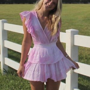 LoveShackFancy Gwen Mini Dress in Peony Pink
